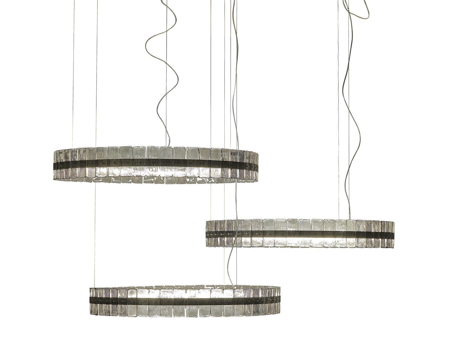 OBAN Glass and steel pendant lamp