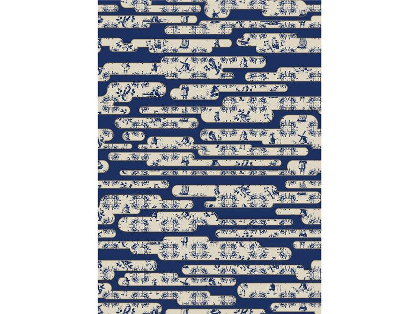 DUTCH SKY BLUE Patterned rectangular fabric rug