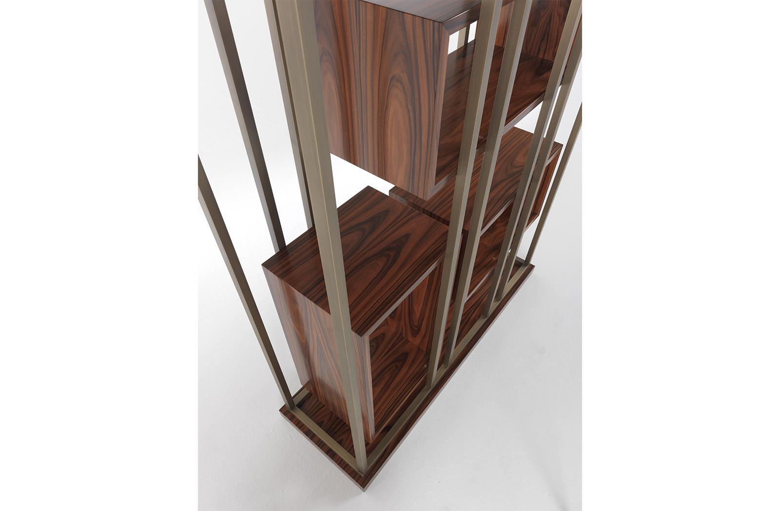 MACKINTOSH Open double-sided brass bookcase