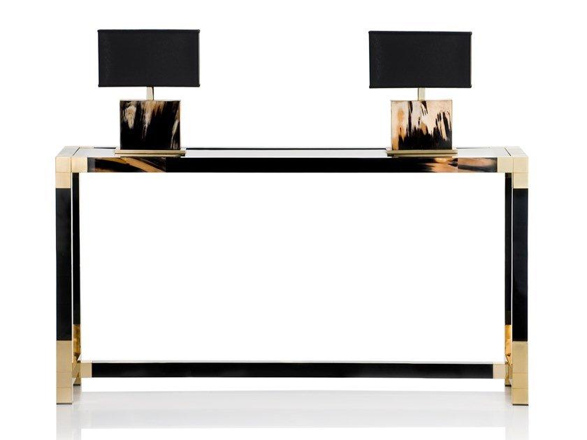 ALCAMO 1445 Rectangular wooden console table with glass top