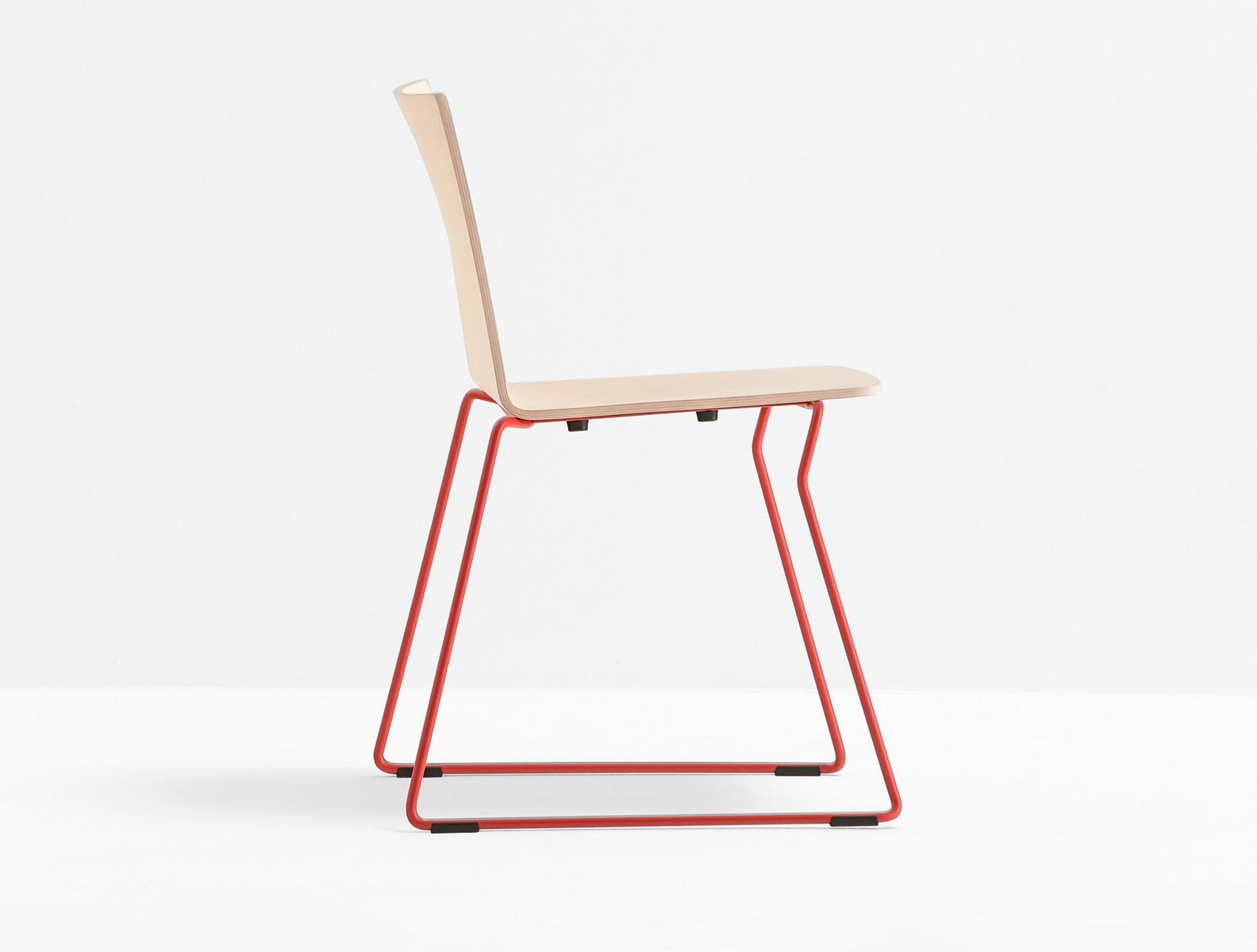 OSAKA METAL 5714 Sled base stackable multi-layer wood chair