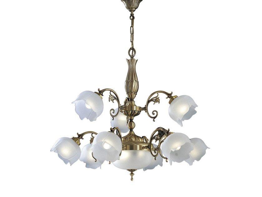 BIANCA 25/6+3+2 Satin brass chandelier with glass