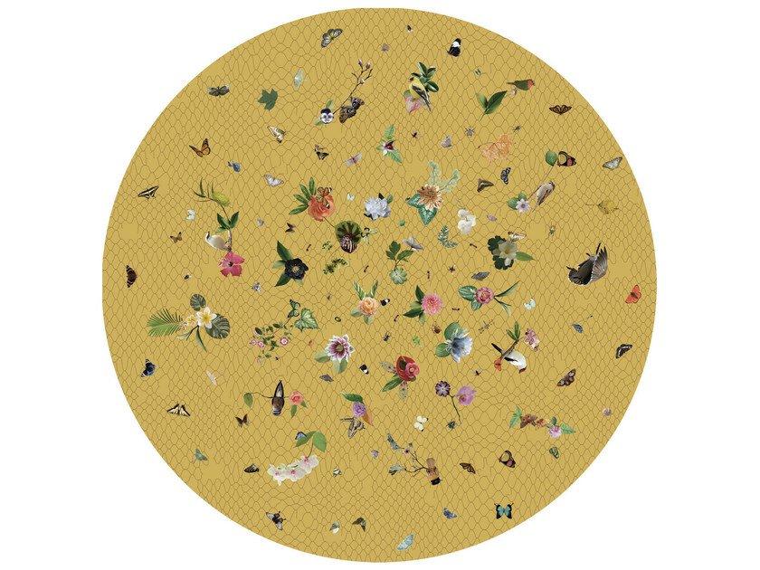 GARDEN OF EDEN YELLOW Round rug with floral pattern