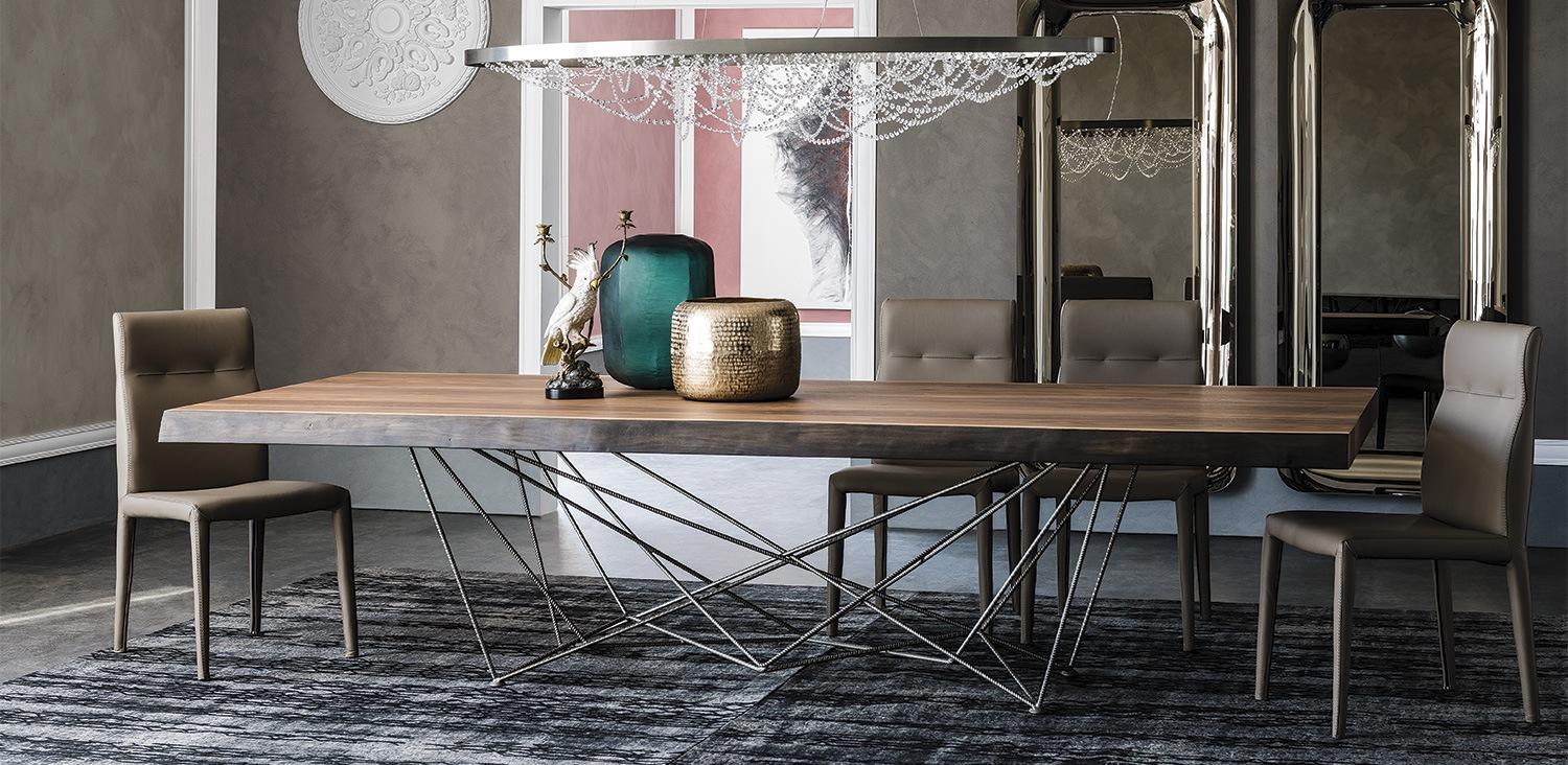 GORDON DEEP WOOD Rectangular metal table