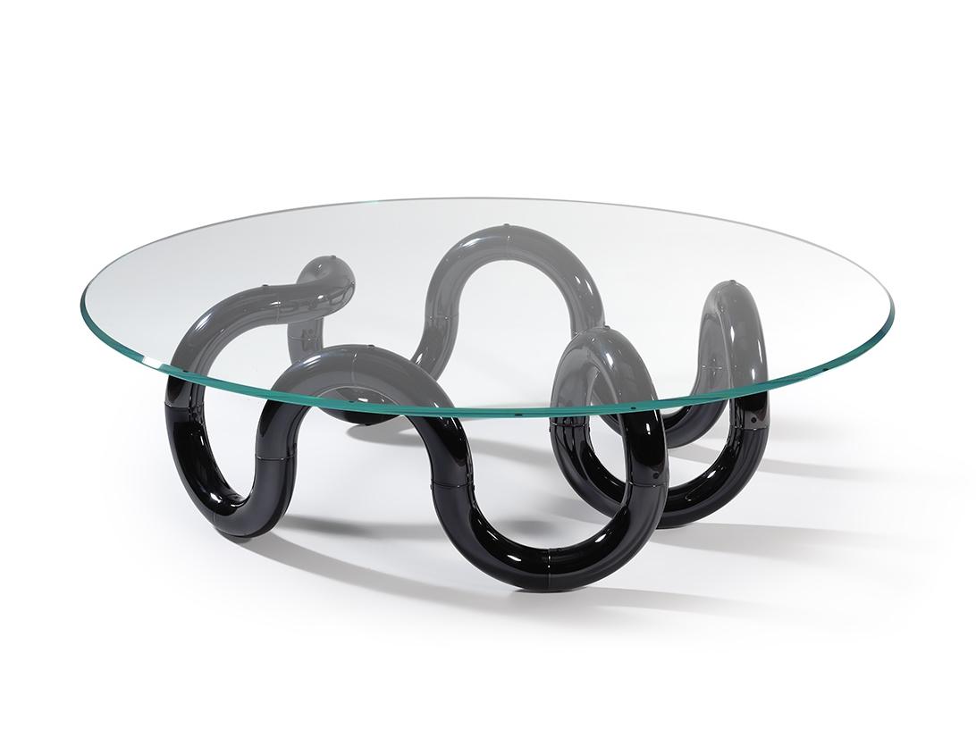 AENIGMA Round glass coffee table