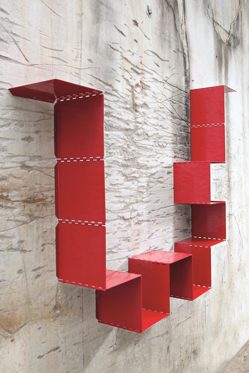 349 Wall-mounted modular iron bookcase