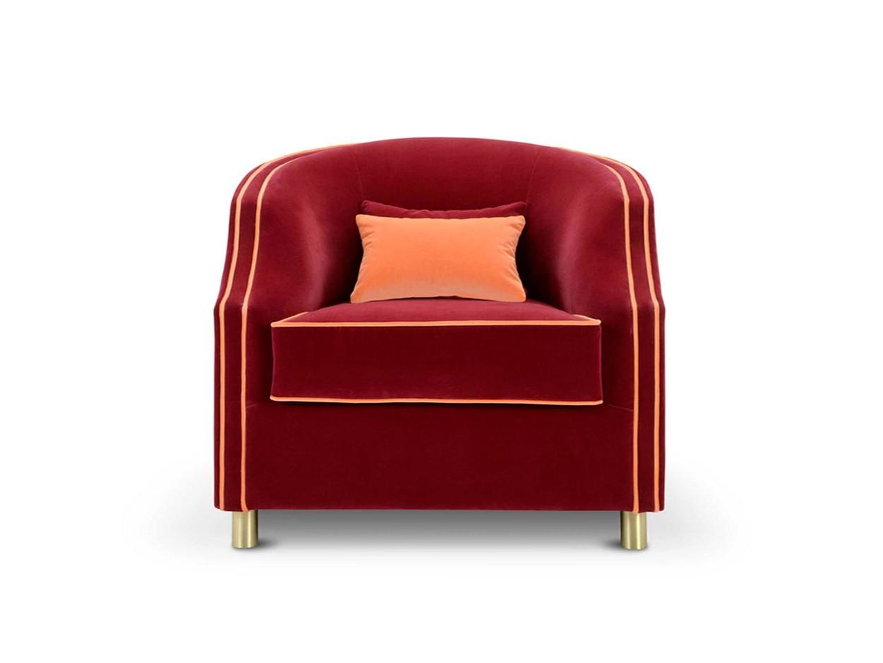 CLEIO Upholstered fabric armchair with armrests