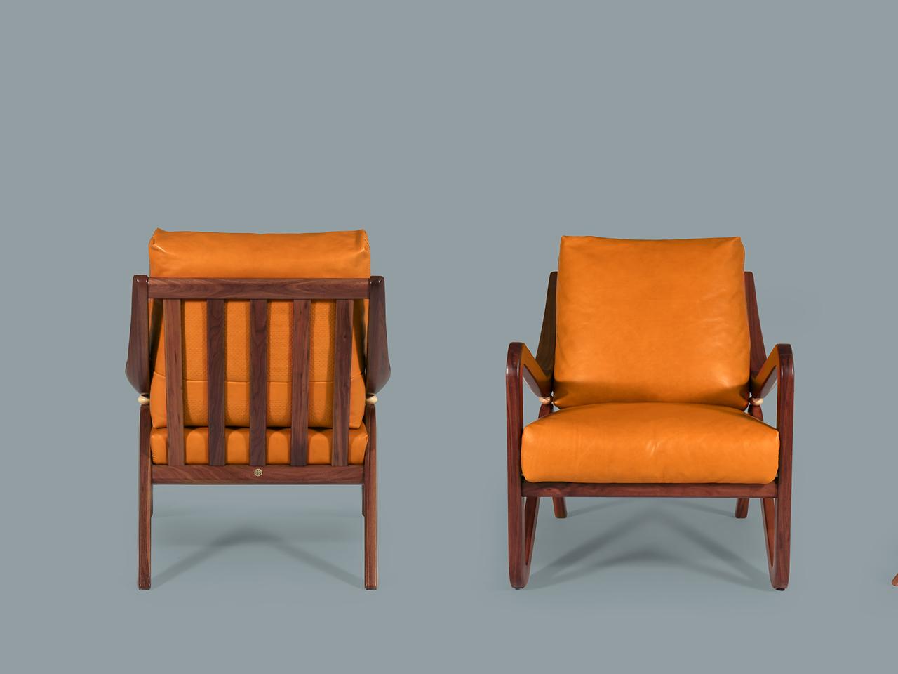 TAYLOR Leather armchair with armrests