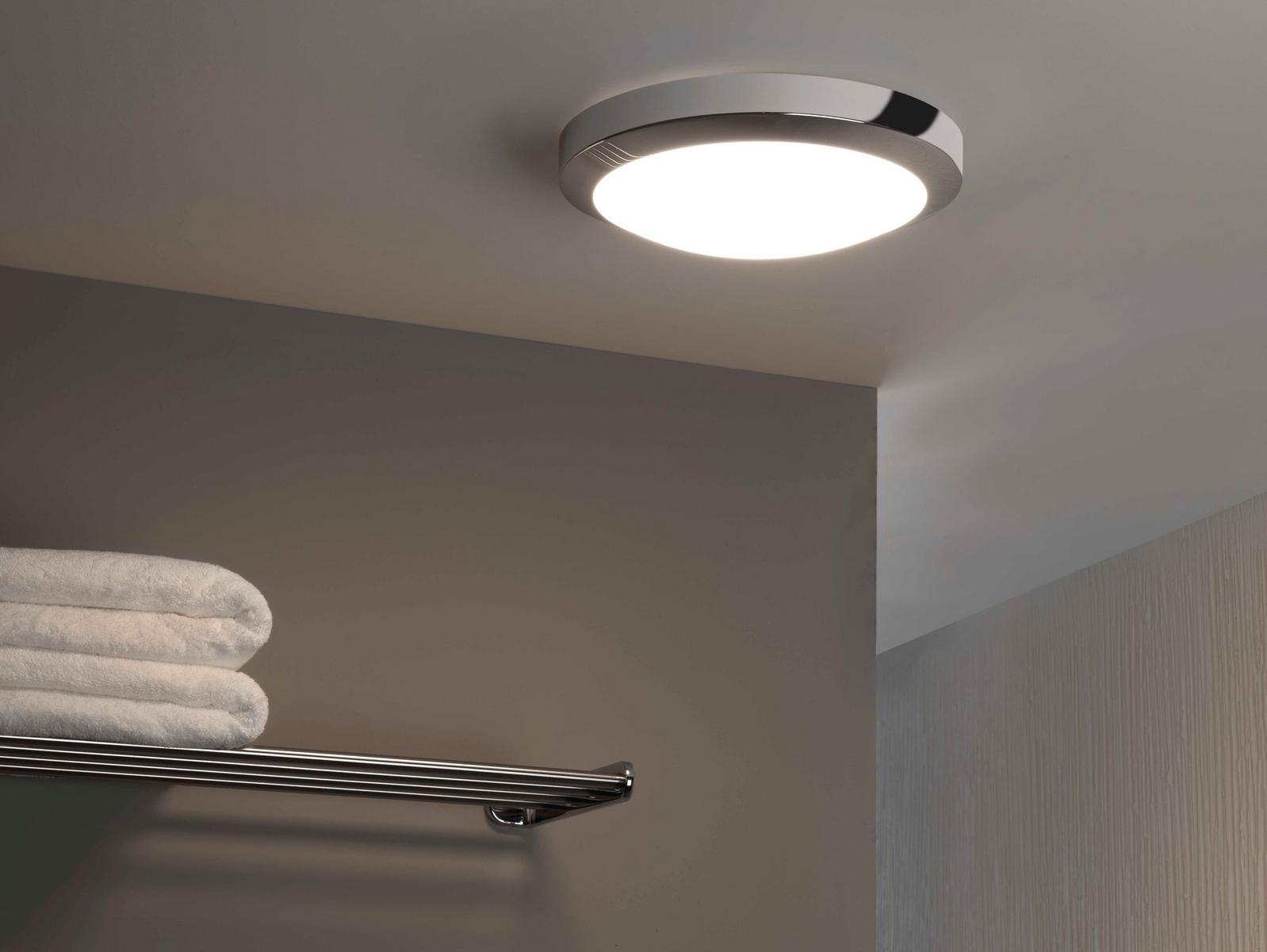 DAKOTA Glass and steel ceiling light for bathroom