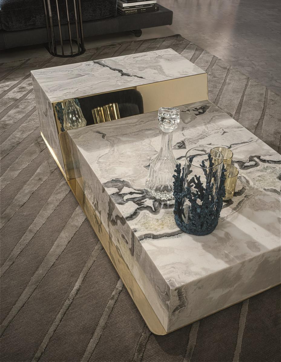 BOLD Rectangular stone coffee table with drawers