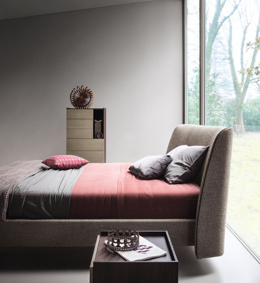 EDEL Fabric double bed with upholstered headboard