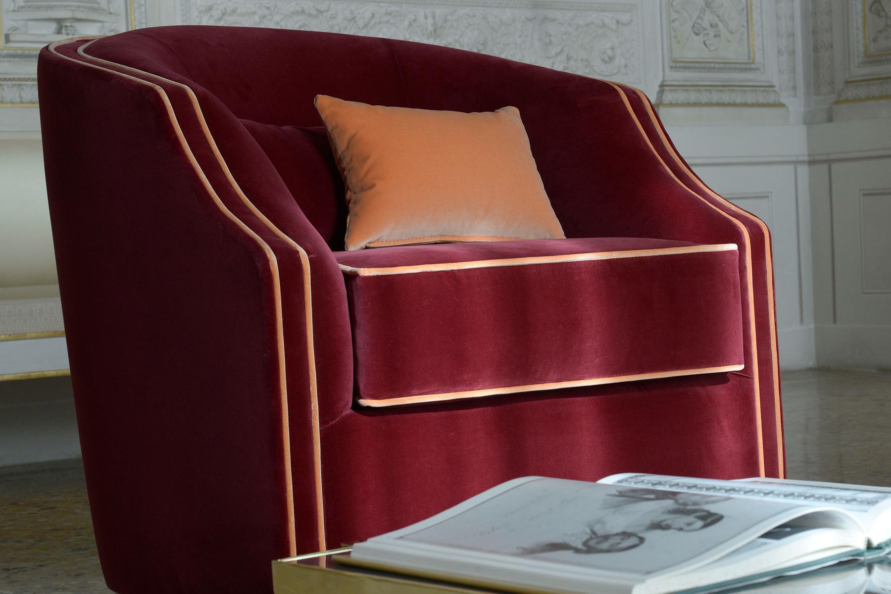 CLEIO Upholstered fabric armchair with armrests