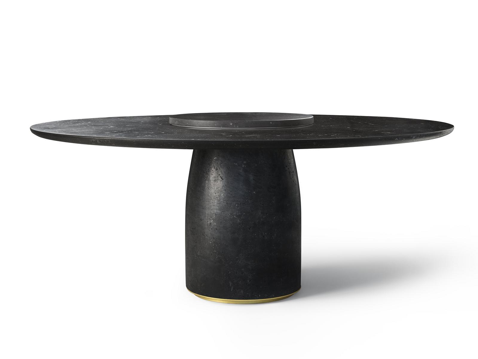 BULÈ Round reconstructed marble table with Lazy Susan