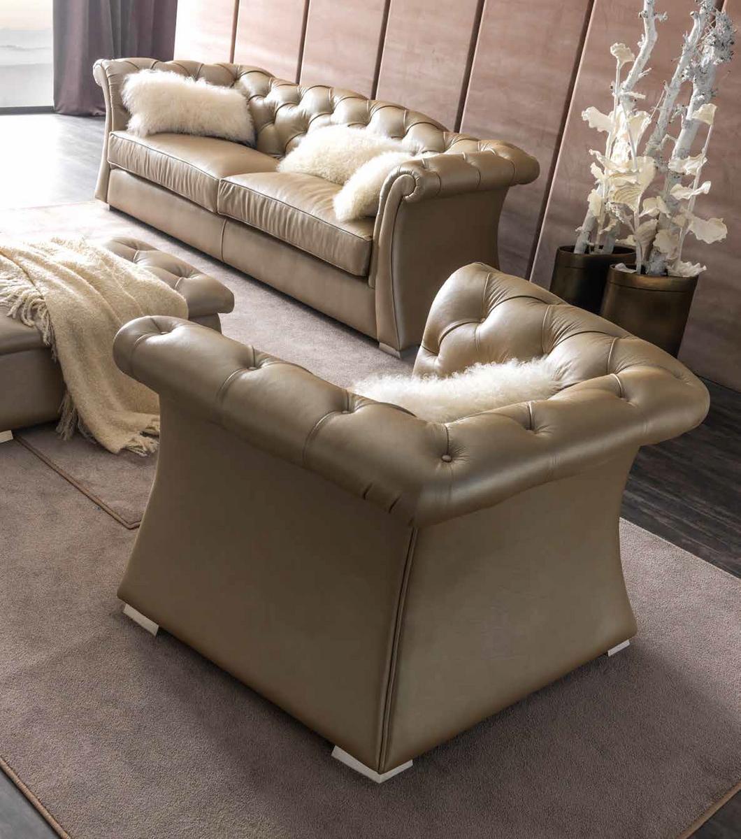 PASCAL Tufted upholstered leather armchair