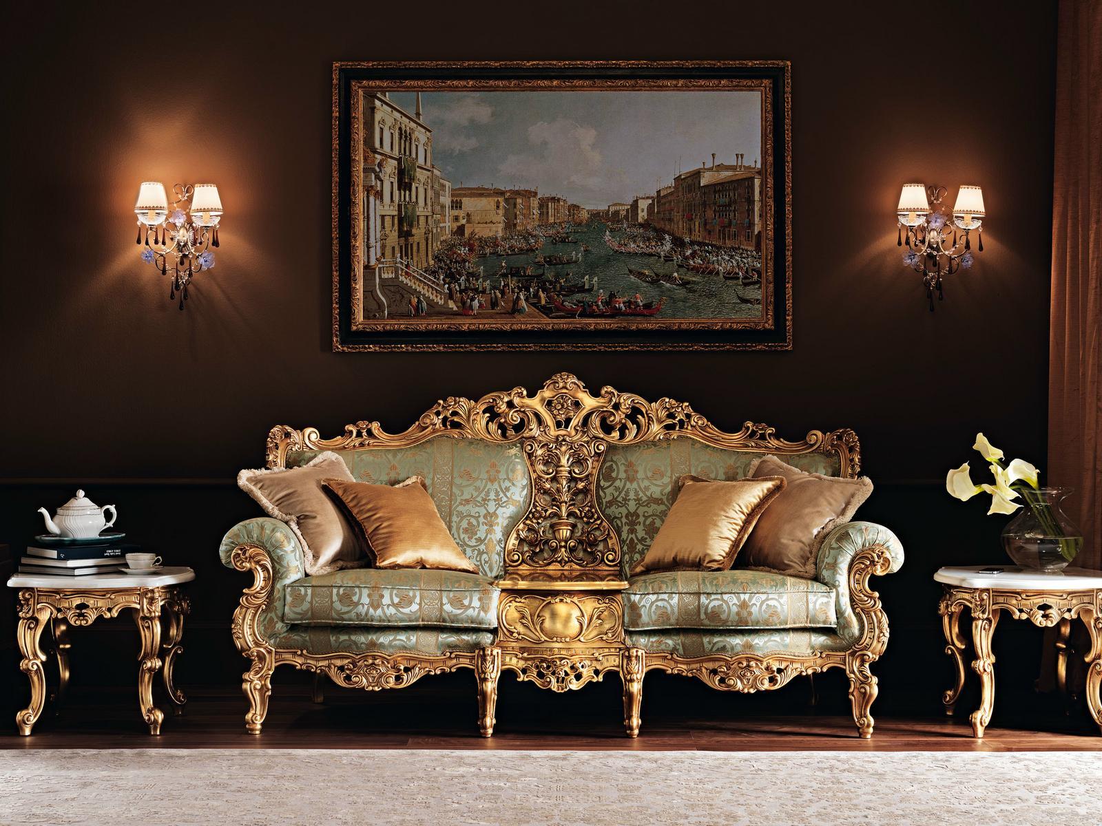 11417 2 seater fabric sofa with integrated magazine rack