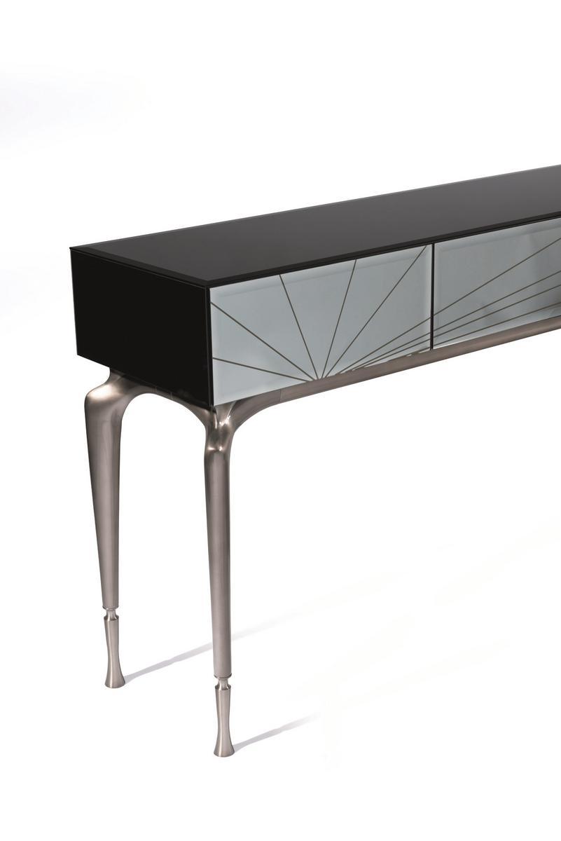ALBA Mirrored glass console table with drawers
