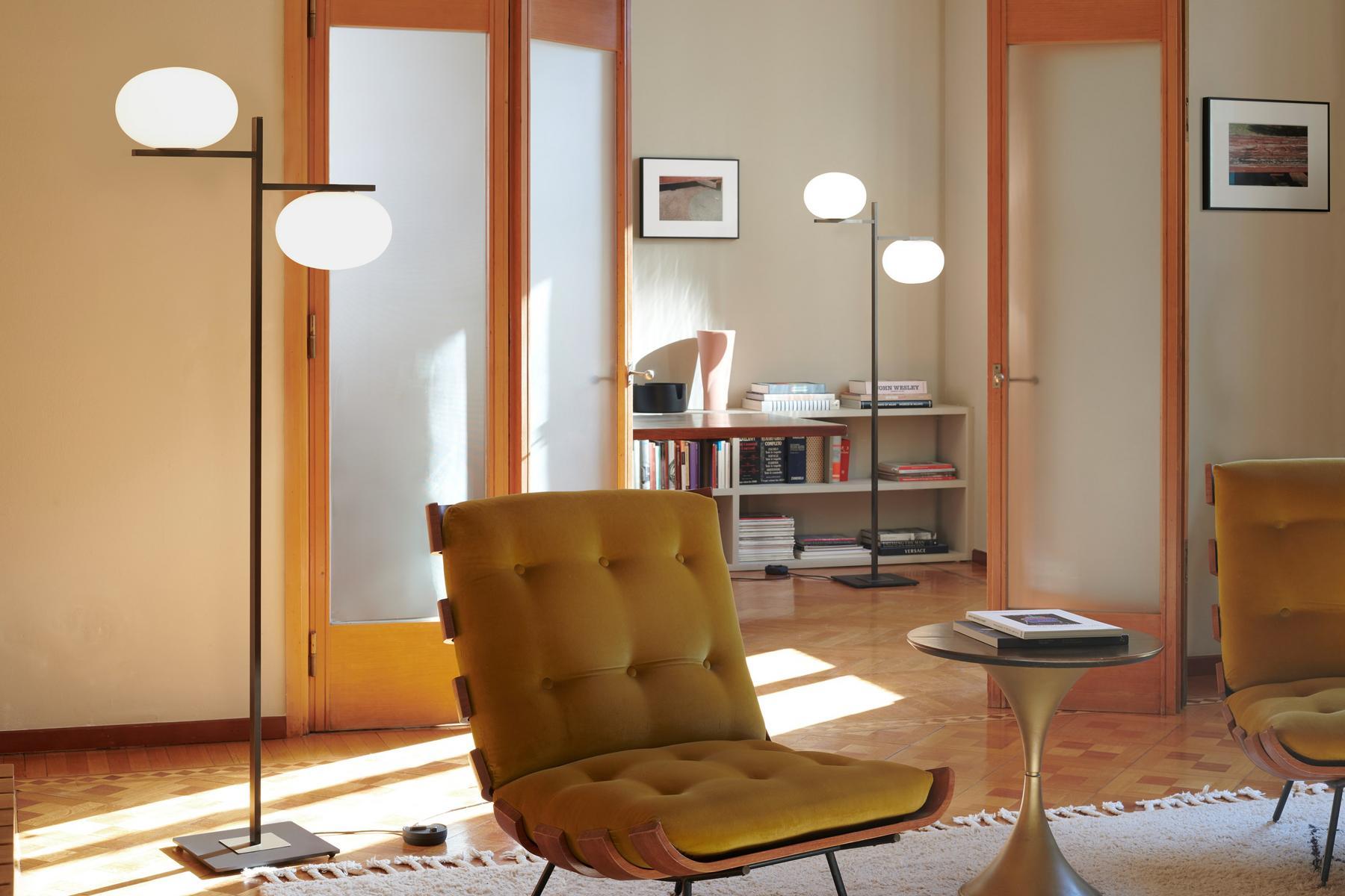 ALBA - 383 Brass and glass floor lamp