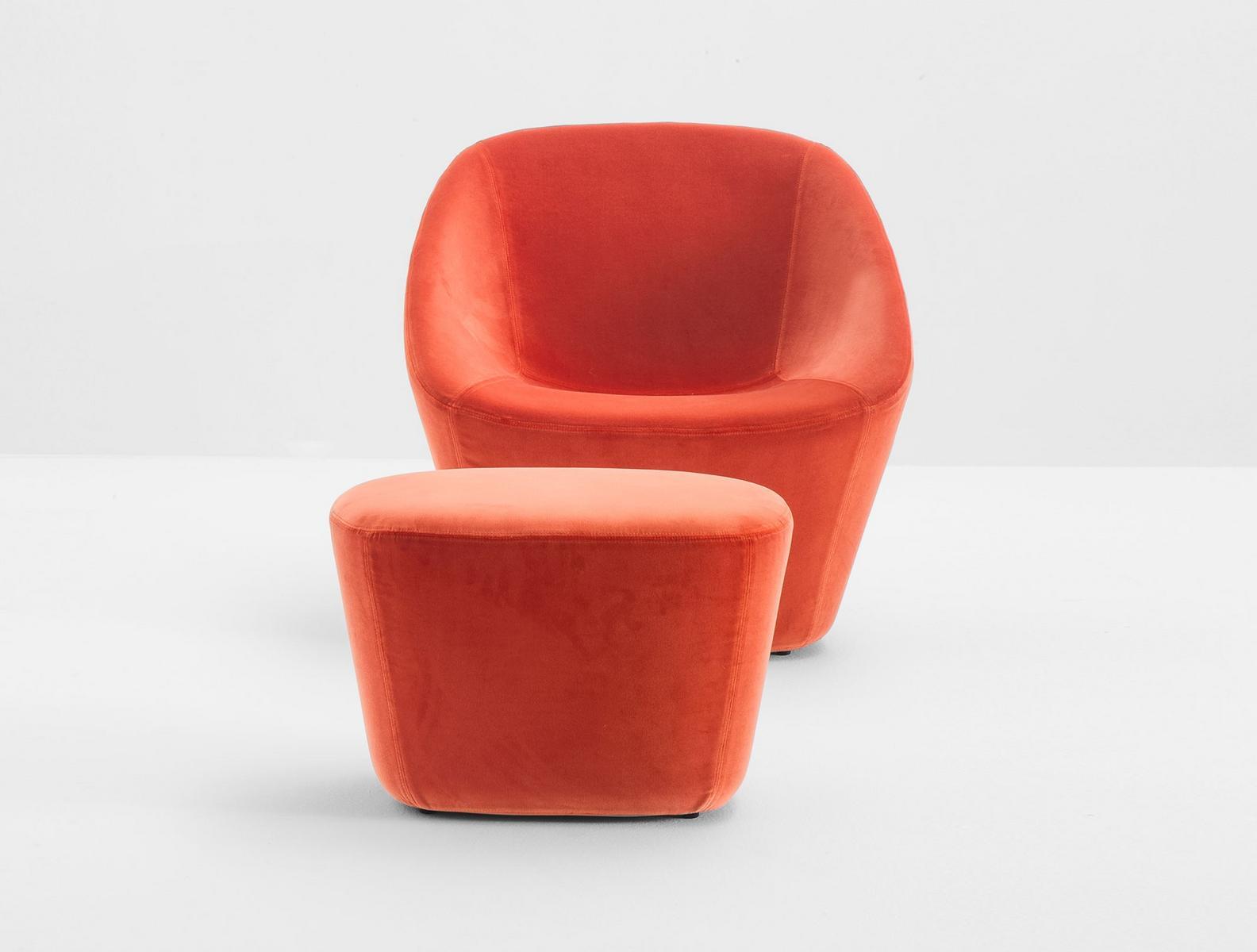 LOG 366 Upholstered fabric armchair with armrests