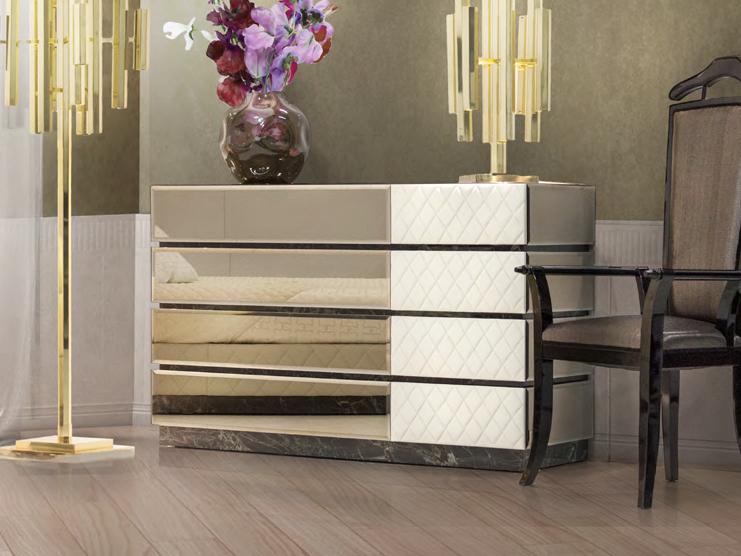 ROYAL Mirrored glass chest of drawers
