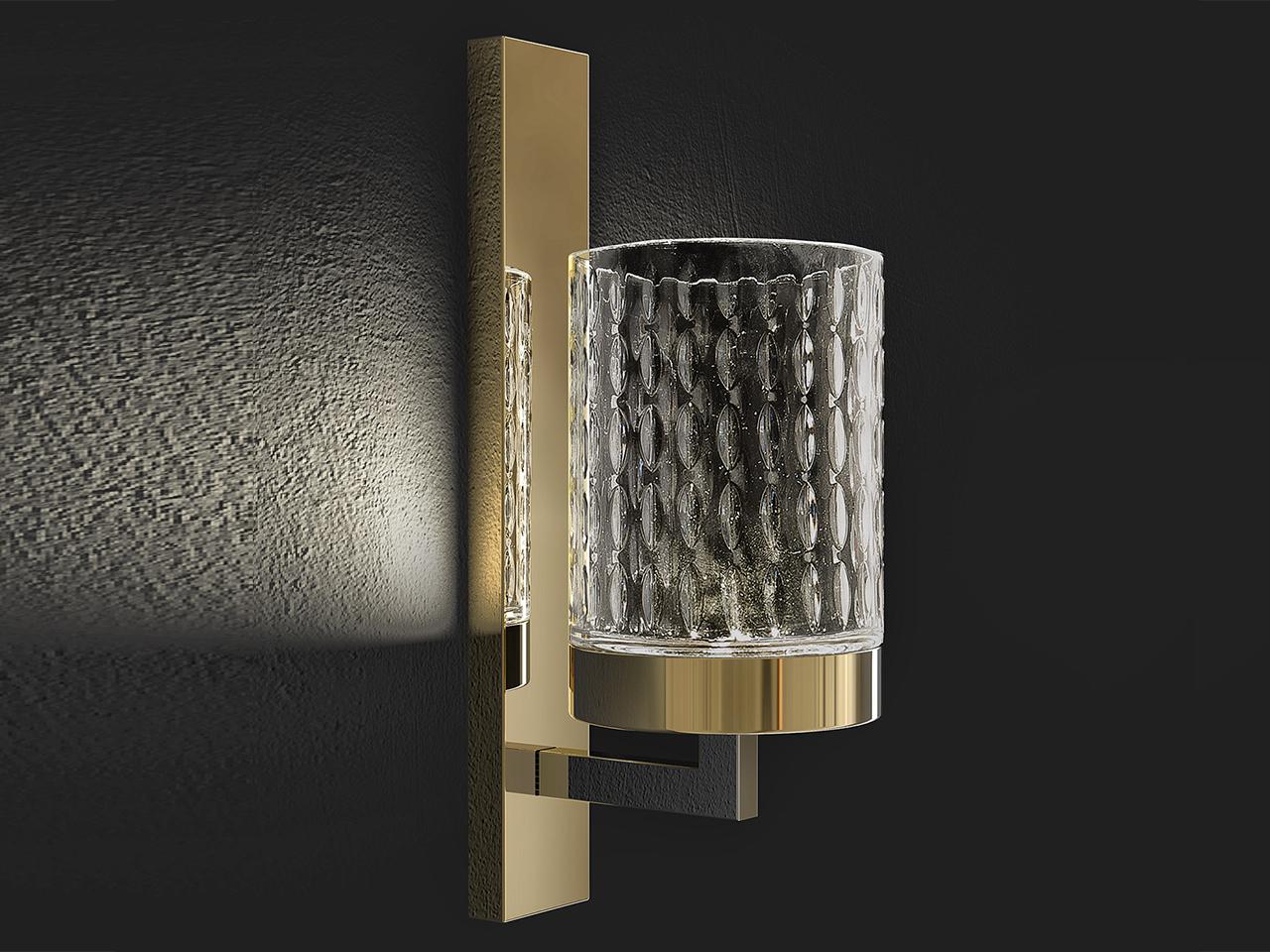 QUARZO 725 LED crystal wall lamp with metal frame