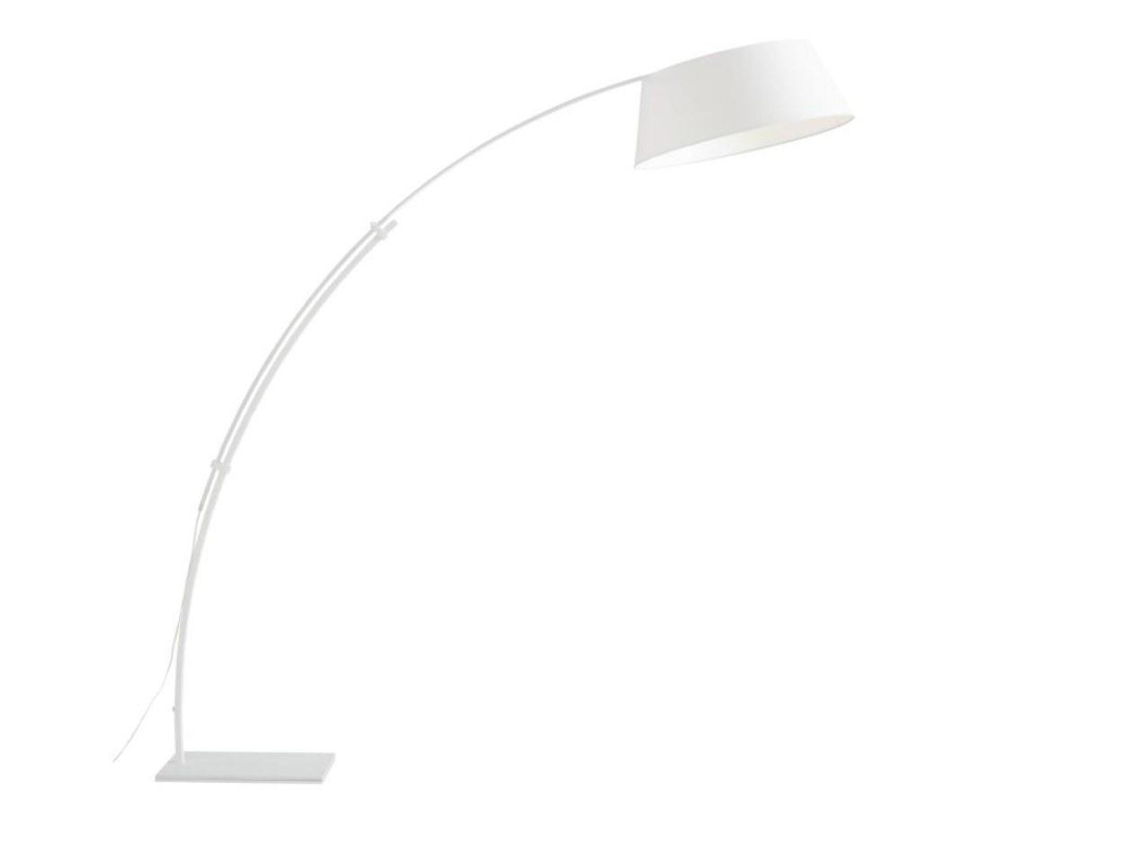 OUVERTURE Arc lamp with steel base and cotton shade
