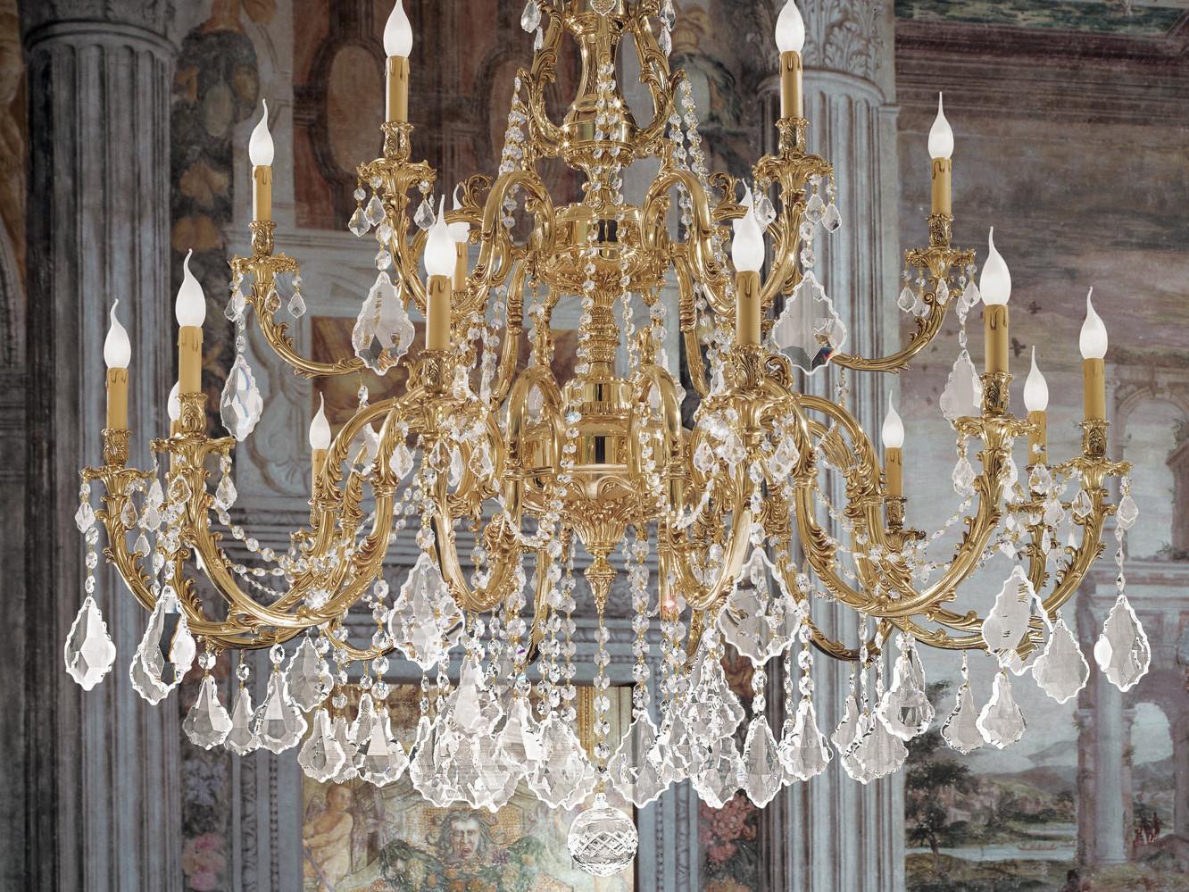 ASHFORD 090/12+6-SH/P French gold chandelier with Schoeler crystals