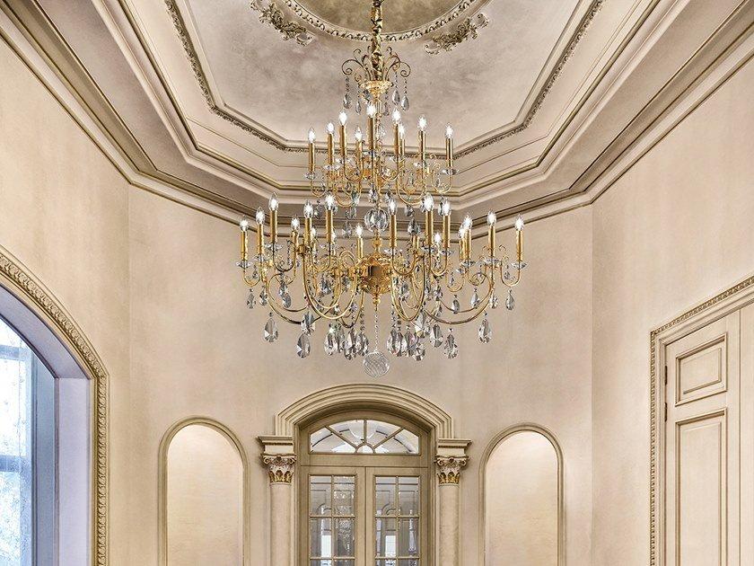 ZAIRA 27 / 18 / 9 Incandescent brass chandelier with crystals