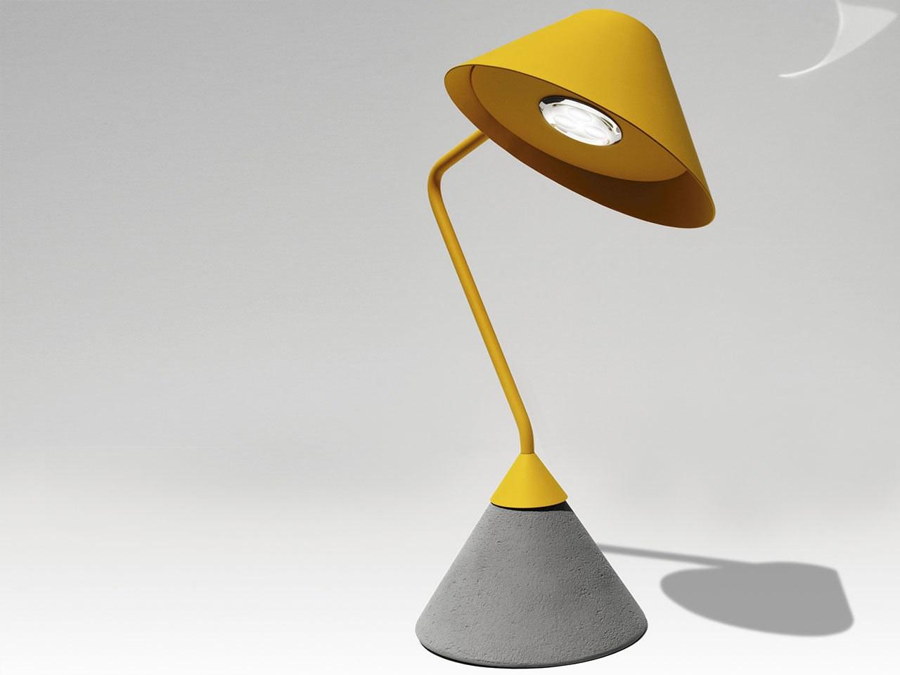 FLAMINGO LED with swing arm metal table lamp with cement base FLAMINGO LED with swing arm metal table lamp with cement base