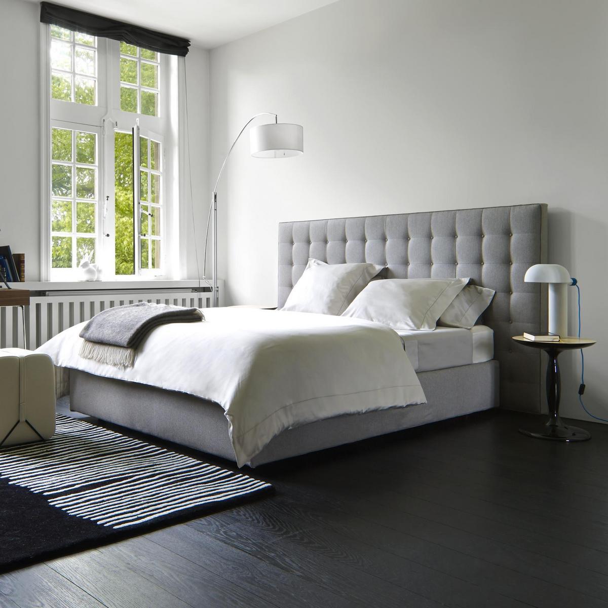 NADOR Upholstered fabric double bed with tufted headboard