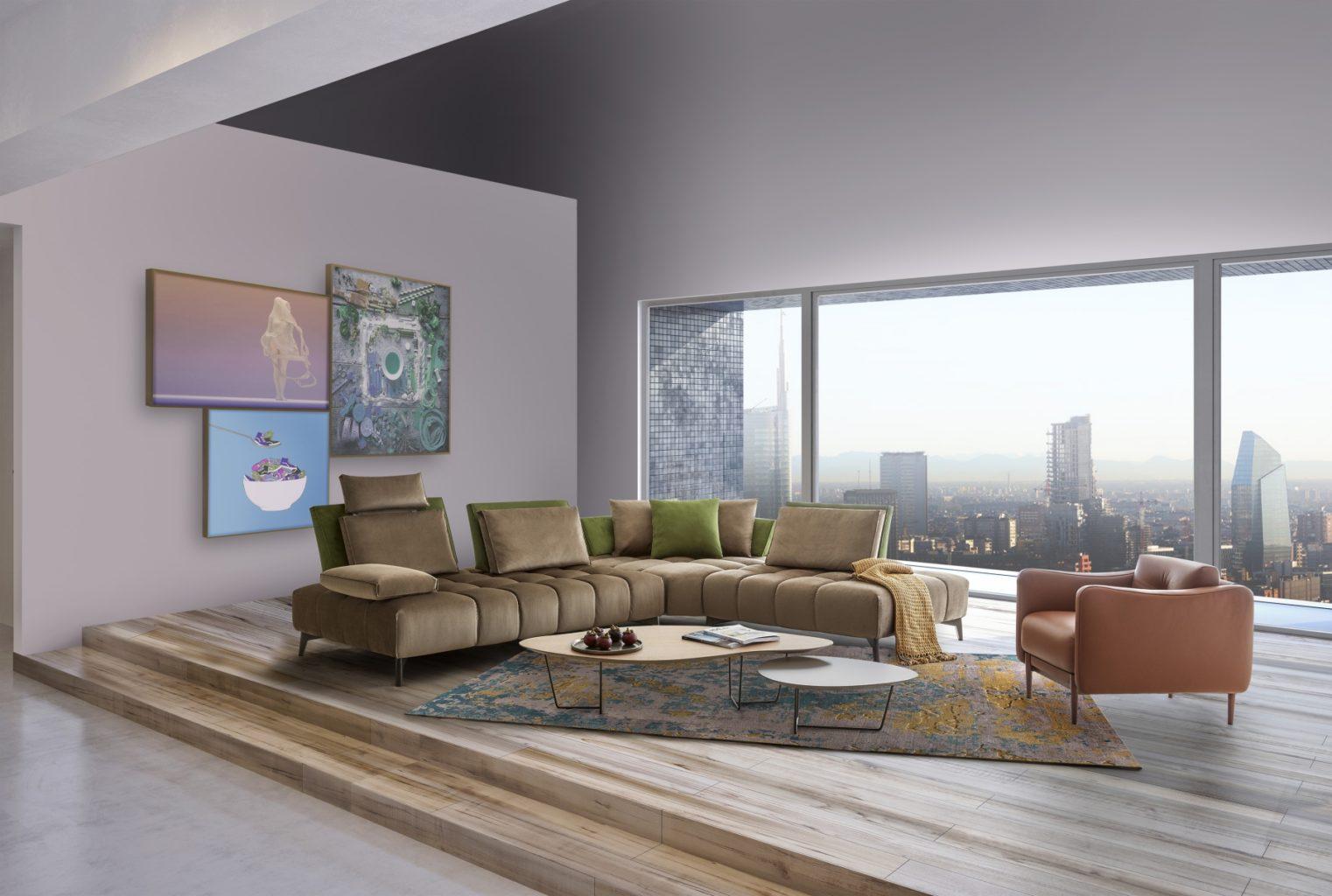 ROSEMARY Corner velvet sofa