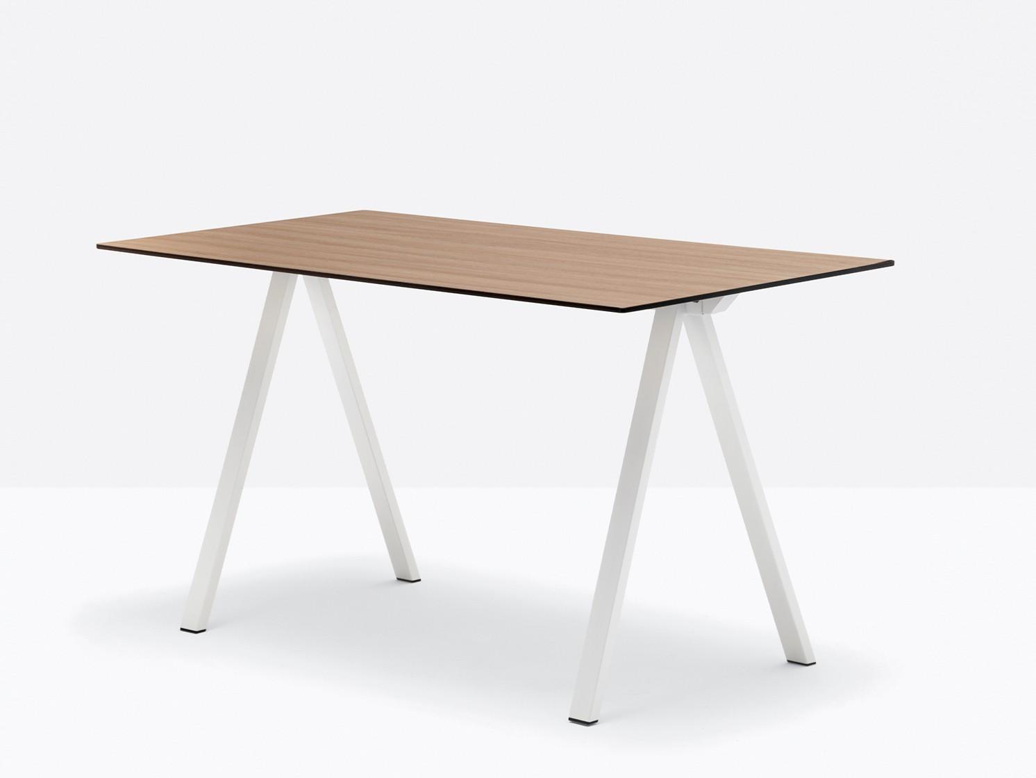 ARKI-DESK Table with steel trestle legs and solid laminate top