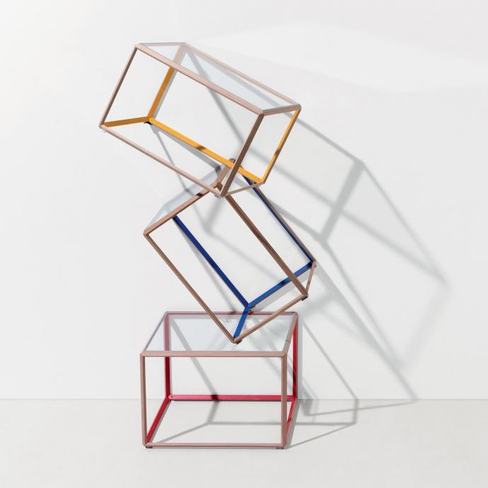 45° Modular square glass coffee table