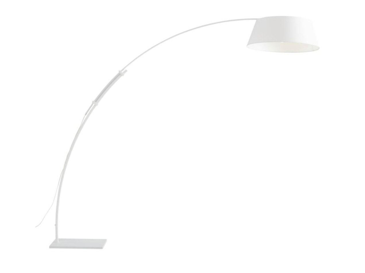 OUVERTURE Arc lamp with steel base and cotton shade