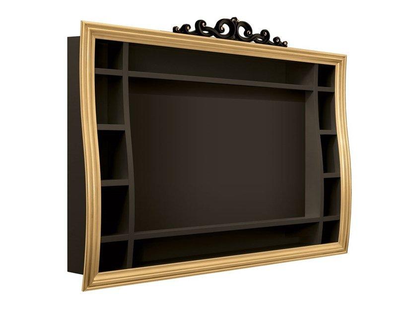 5041 Wall-mounted wooden TV cabinet with shelves
