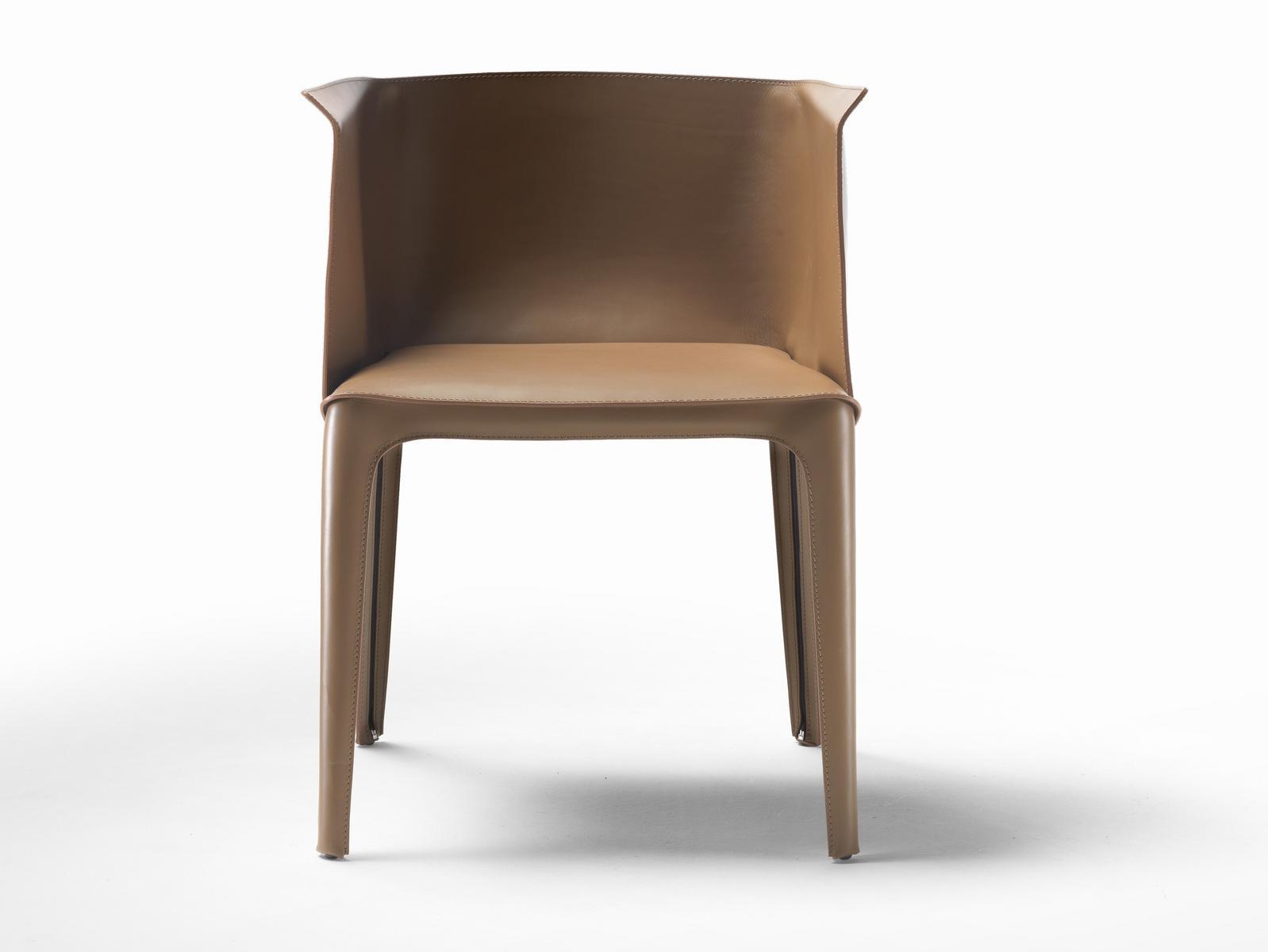 ISABEL Tanned leather chair with armrests