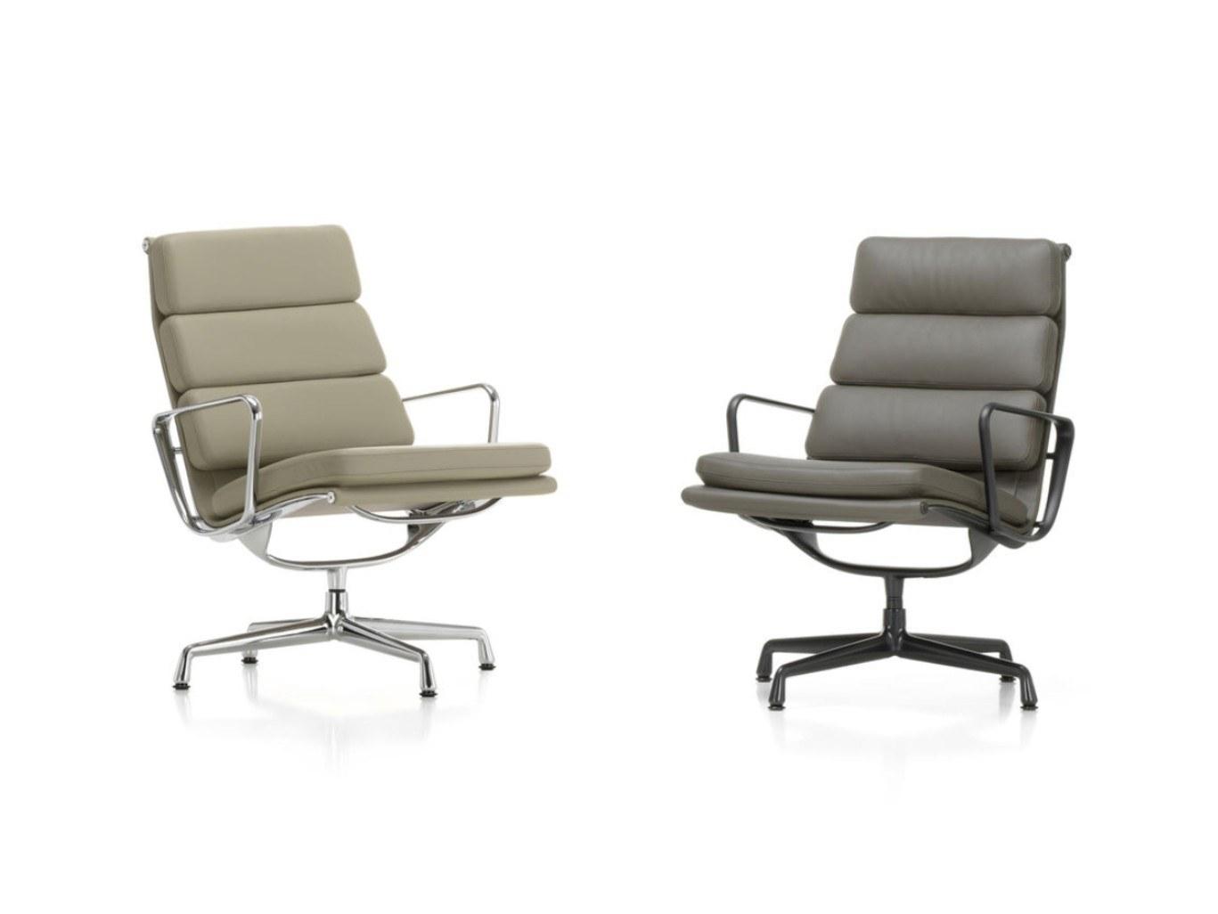 SOFT PAD EA 215 Leather chair with 4-spoke base with armrests