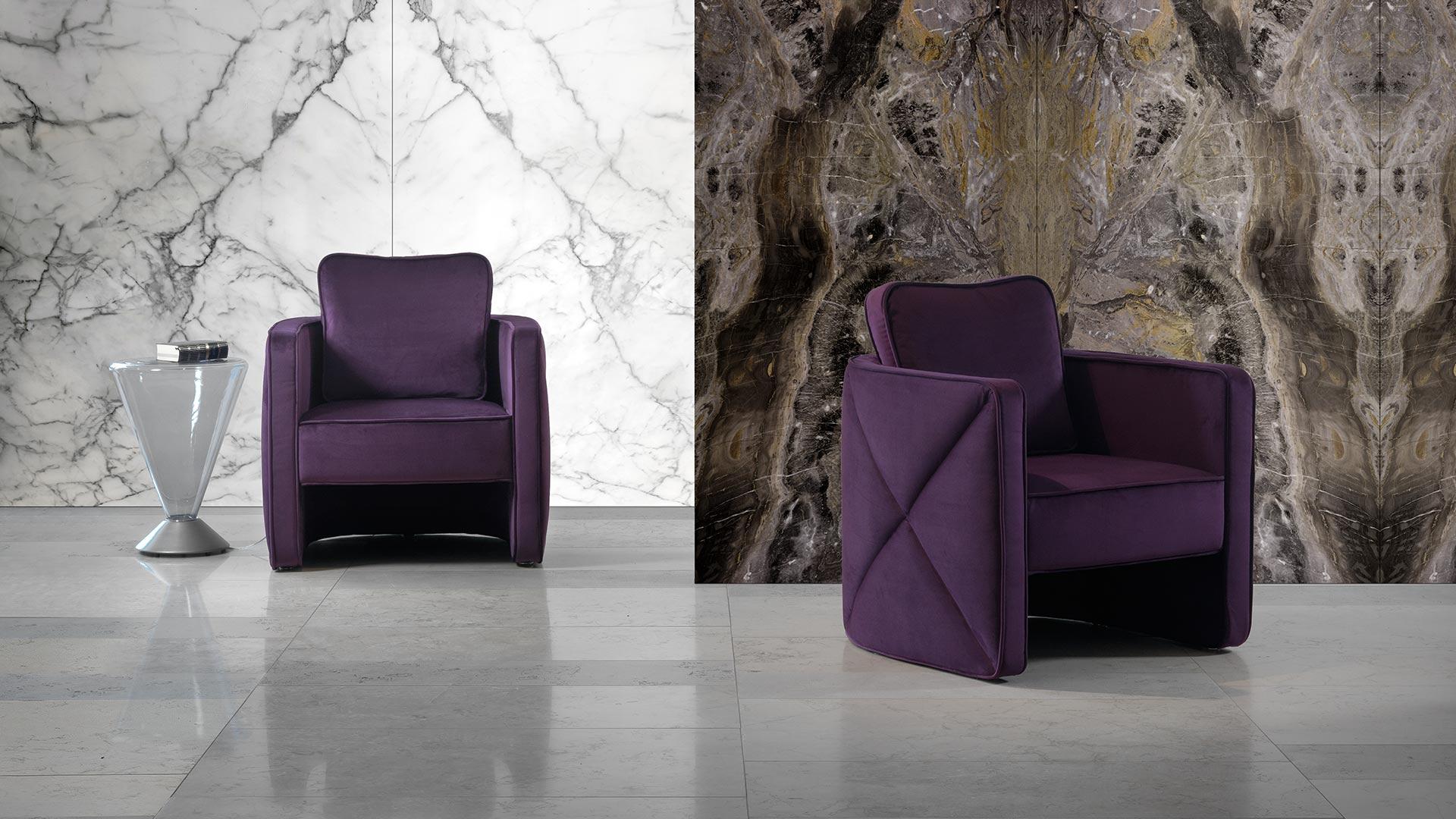 AURA Upholstered leather armchair with armrests