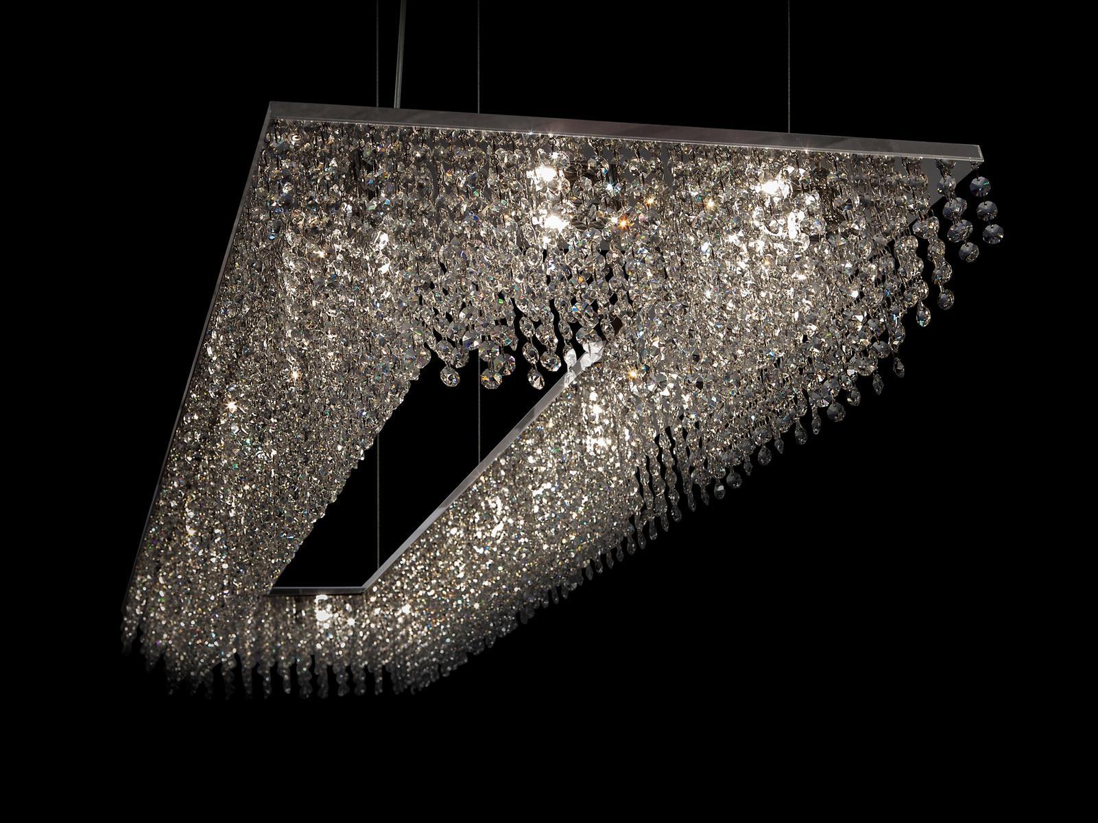 SKY CYCLES RECTANGLE H16 Metal pendant lamp with crystals