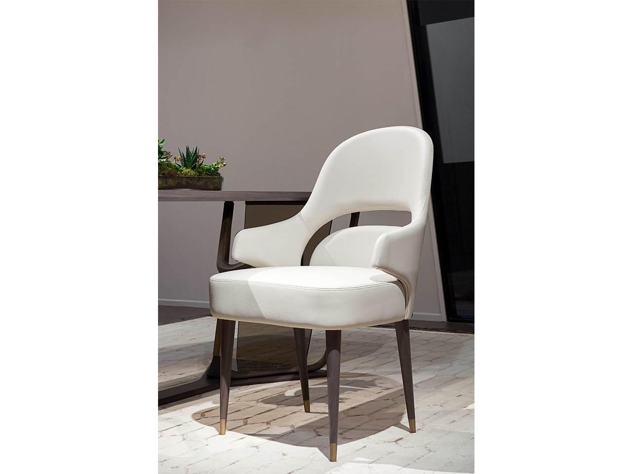 VINE Upholstered leather chair with armrests
