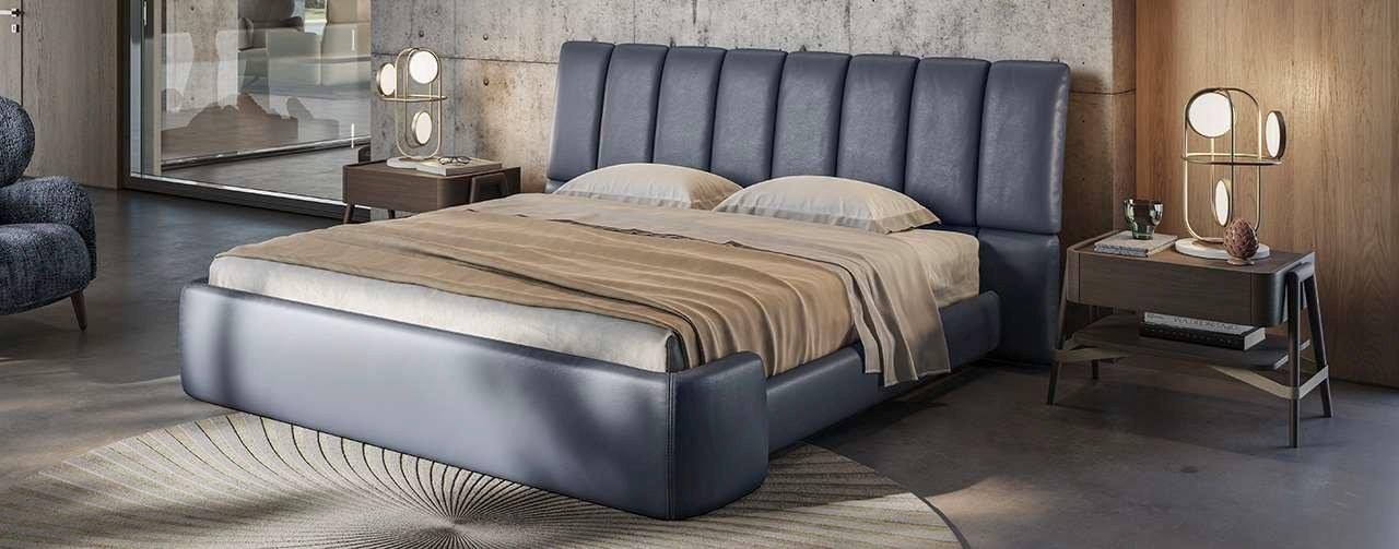 BRIQ Leather storage bed with upholstered headboard