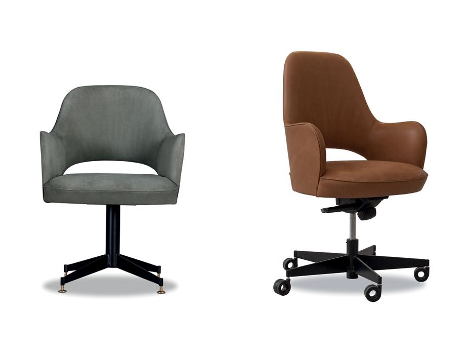 COLETTE OFFICE Leather chair with armrests