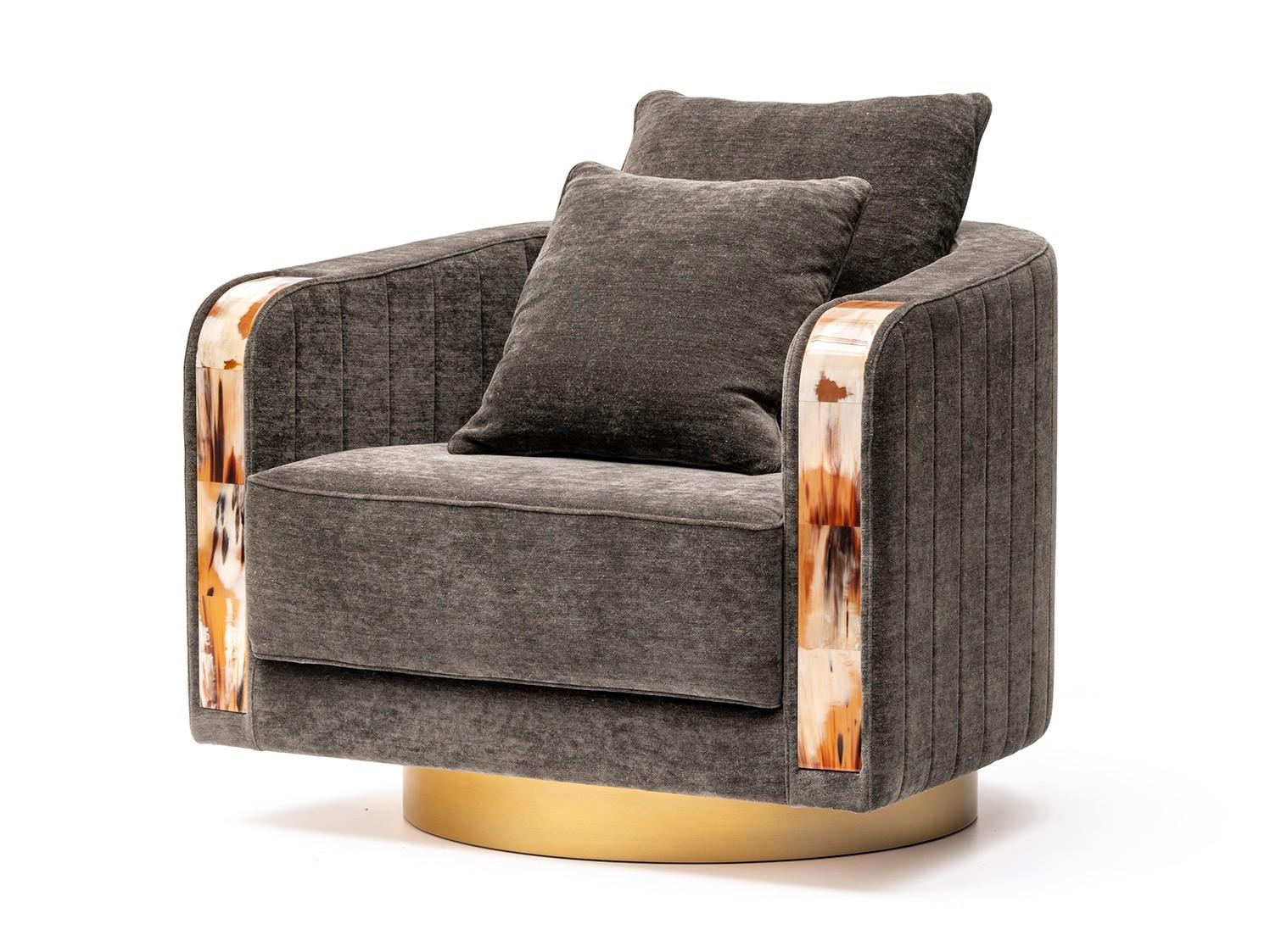 AFRODITE 7044B Swivel fabric armchair with armrests