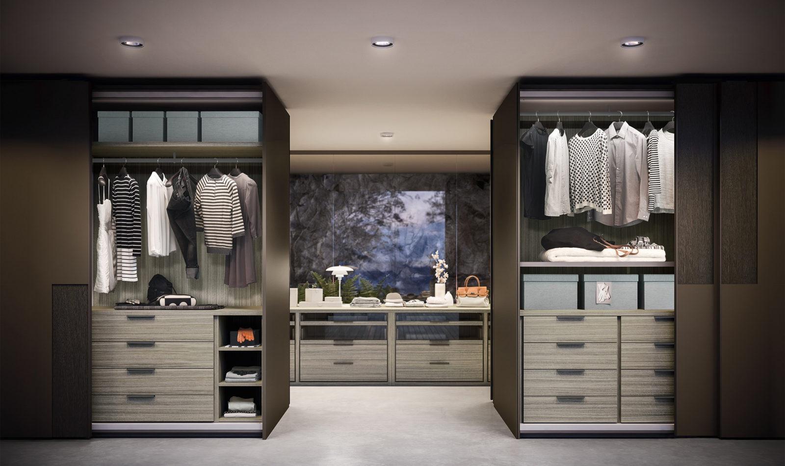 RUBIC Modular lacquered wardrobe with coplanar doors