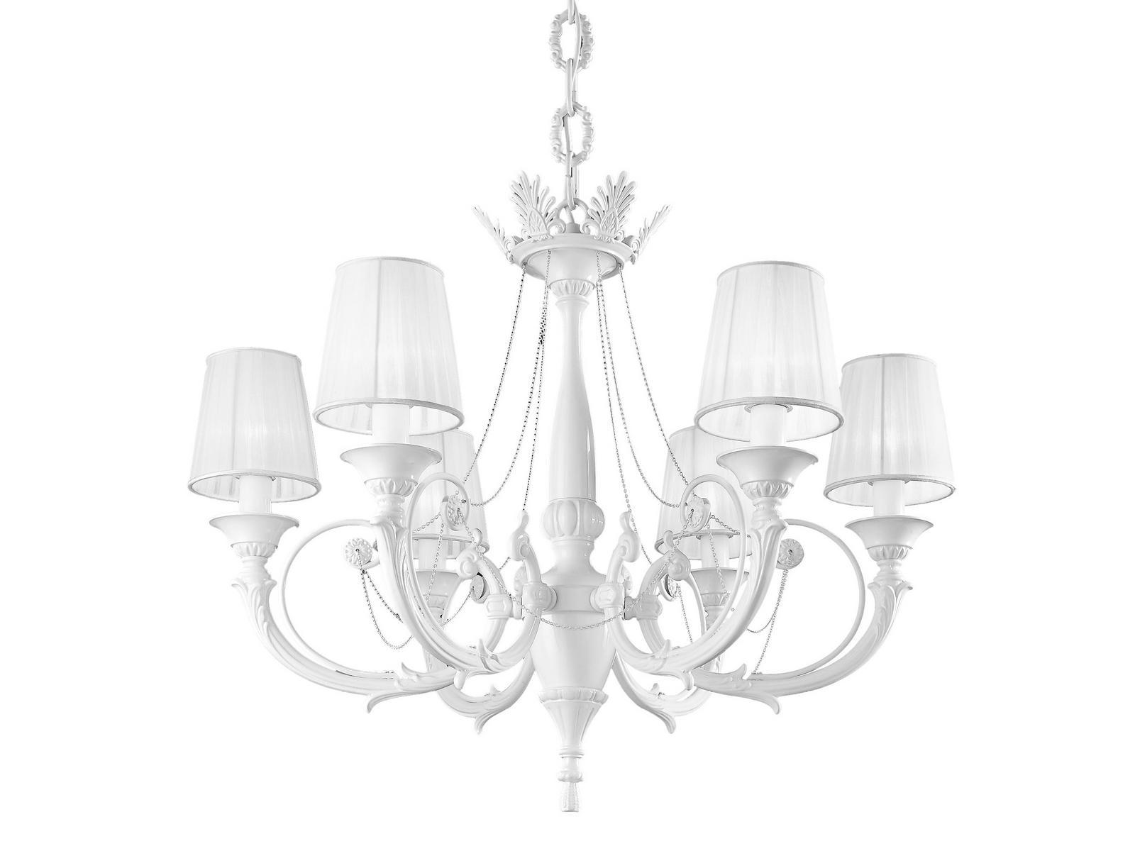 GINEVRA 859/6 White lacquered chandelier with shades
