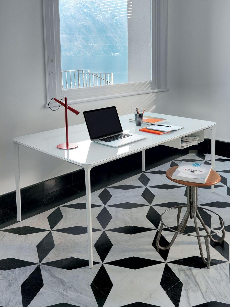 SLIM OFFICE Rectangular glass writing desk