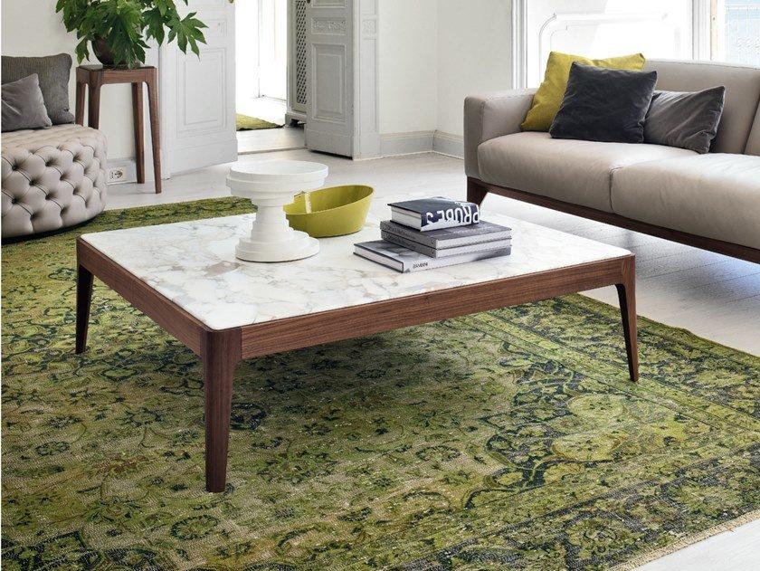 ZIGGY 6 Square walnut coffee table and marble top
