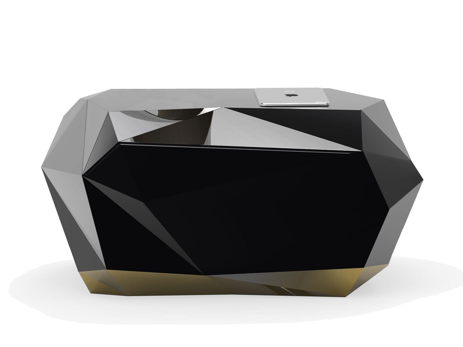 DIAMOND Rounded wooden bedside table with drawers