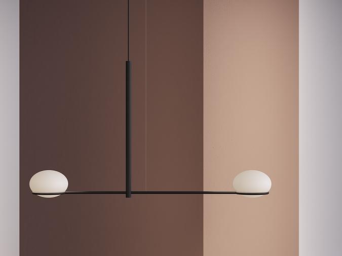 COCO DOUBLE Contemporary style direct-indirect light metal pendant lamp