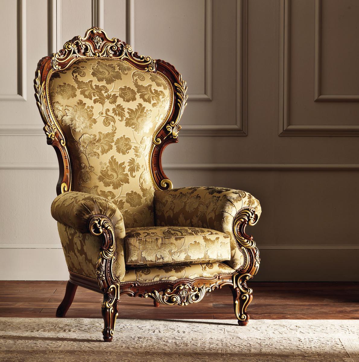 11421 Upholstered fabric armchair with armrests