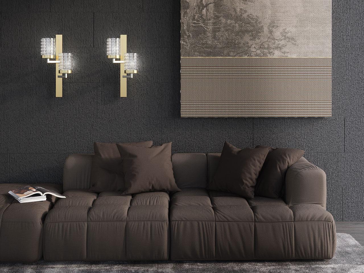 QUARZO 725 LED crystal wall lamp with metal frame